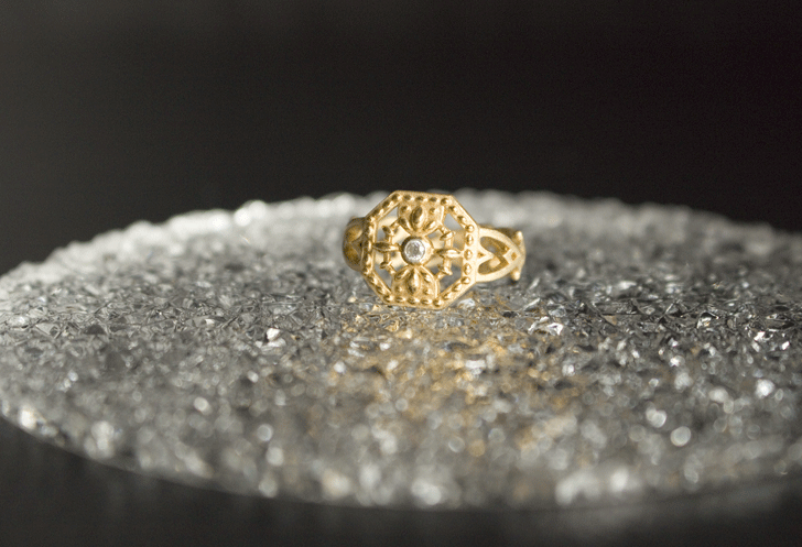 octagon heart watermark ring